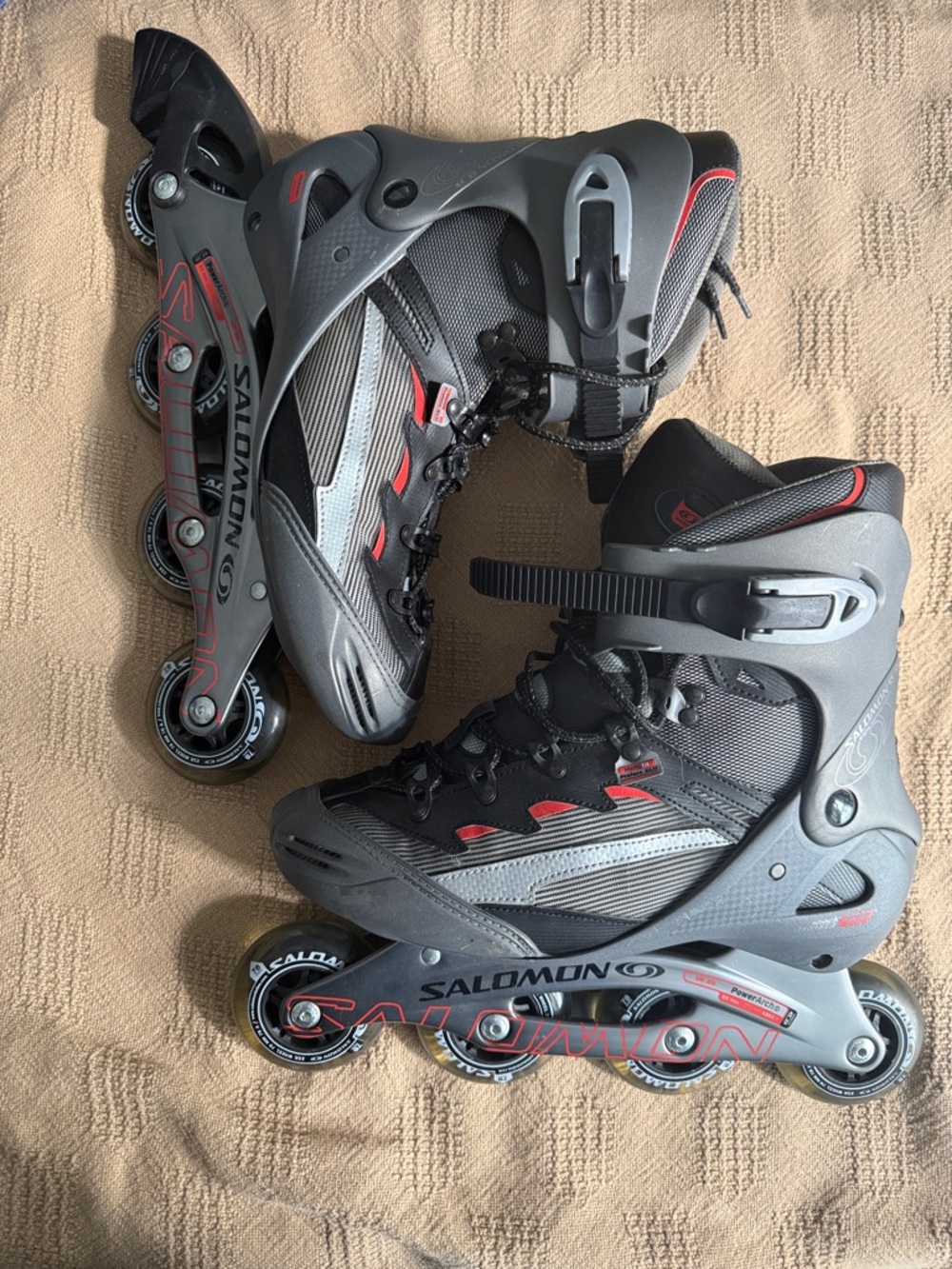 Salomon Black & Gray Inline Skates with Red Accents